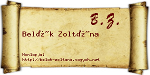 Belák Zoltána névjegykártya